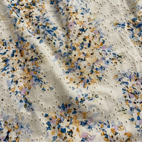 CeCe Women’s Peasant Eyelet Floral Blouse Ruffled Sleeve Cottage Size L - Picture 10 of 13